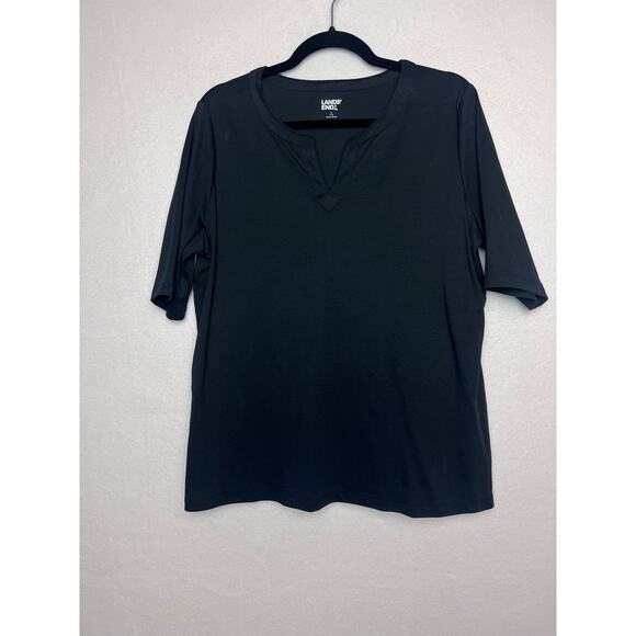 Lands' End Women's Short Sleeve Top Size Large Oeko-Tex Black - Picture 2 of 8